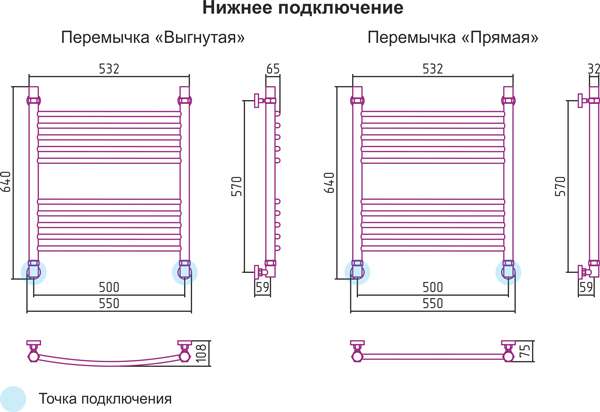 Полотенцесушитель водяной Сунержа БОГЕМА+ 00-0220-6050 600х500 