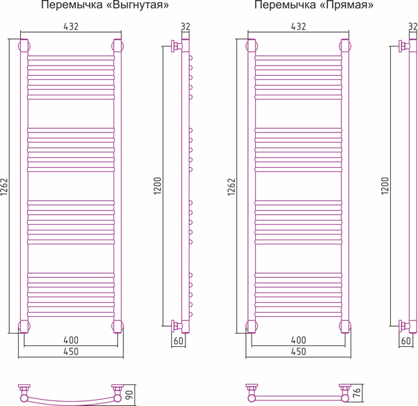 Полотенцесушитель водяной Сунержа БОГЕМА+ 00-0221-1240 1200х400 