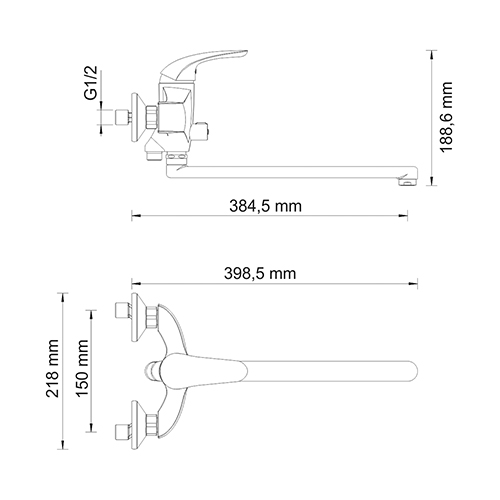Смеситель WasserKRAFT ROSSEL 2802L универсальный 