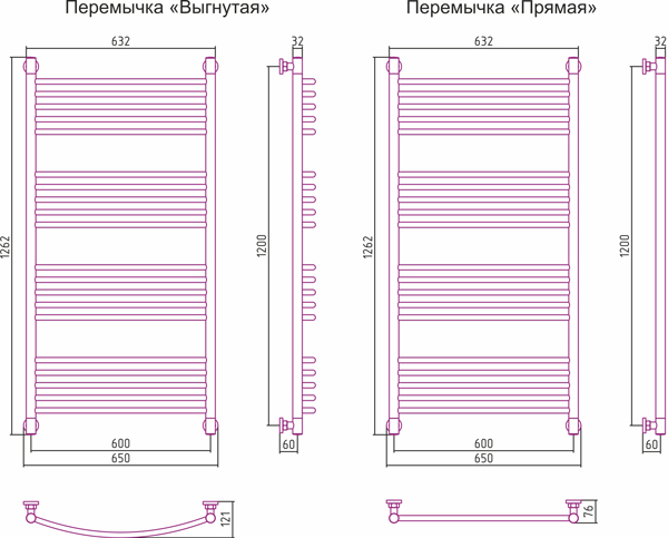 Полотенцесушитель водяной Сунержа БОГЕМА+ 00-0221-1260 1200х600 
