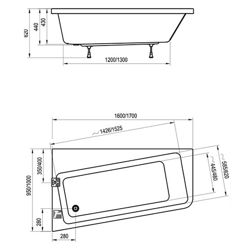 Ванна акриловая Ravak 10* C811000000 170x100 см. левая 