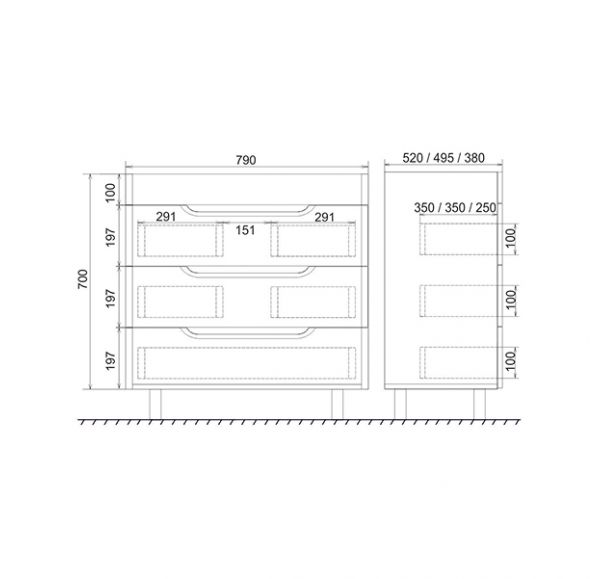 Тумба под раковину Mirsant QUADRO  80 см. 