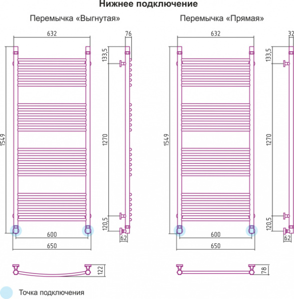 Полотенцесушитель водяной Сунержа БОГЕМА+ 00-0220-1560 1500х600 