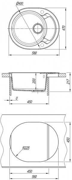 Мойка кухонная из литьевого мрамора Dr. Gans БЕРТА 580 25.040.B0580.402 58*47 см. дюна