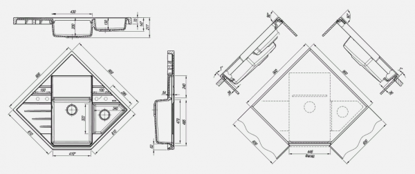 Мойка кухонная керамогранитная Florentina БОМБЕЙ 20.375.J0900.202 90*61 см. шампань