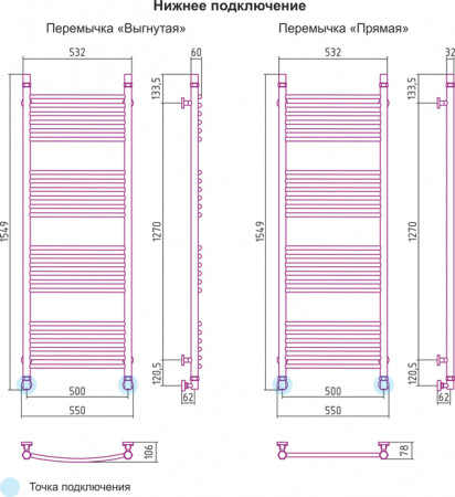 Полотенцесушитель водяной Сунержа БОГЕМА+ 00-0221-1550 1500х500 