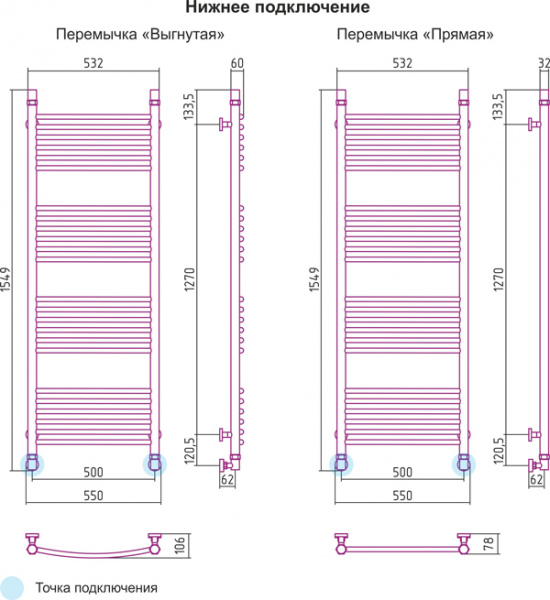 Полотенцесушитель водяной Сунержа БОГЕМА+ 00-0221-1550 1500х500 