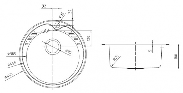 Мойка кухонная из нержавеющей стали IDDIS SUNO SUN49S0i77 49*49 см. 