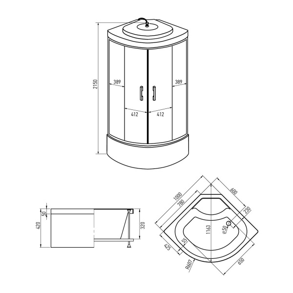 Душевая кабина Erlit  ER3510TP-C4-RUS 100x100 см. 