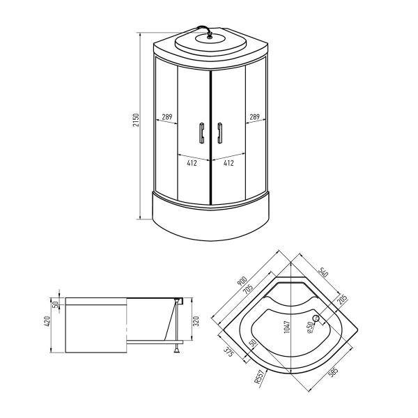 Душевая кабина Erlit  ER3509TP-C3-RUS 90x90 см. 