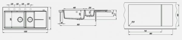 Мойка кухонная керамогранитная Florentina РОССАНА 20.335.E1000.107 100*51 см. песочный