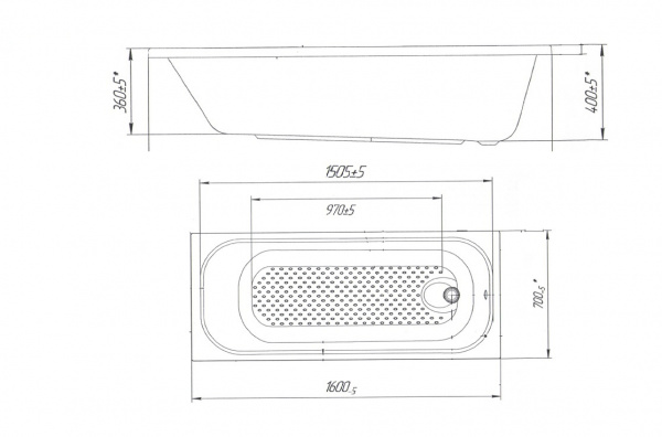 Ванна акриловая 1Marka VICTORIA 01вик1670 160x70 см. 
