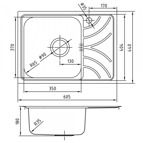 Мойка кухонная из нержавеющей стали IDDIS ARRO ARR60PLi77 60,5*44 см. 