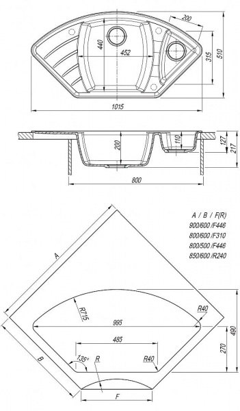 Мойка кухонная из литьевого мрамора Dr. Gans ГАБИ 25.050.E1015.402 101,5*51 см. дюна