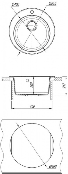 Мойка кухонная из литьевого мрамора Dr. Gans ГАЛА 25.010.B0510.402 51*51 см. дюна