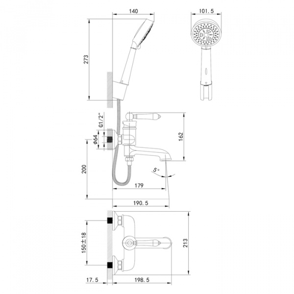 Смеситель IDDIS OXFORD OXFSB02i02 для ванны и душа 