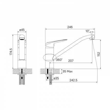 Смеситель IDDIS MALE MALWT00i05 для кухонной мойки 