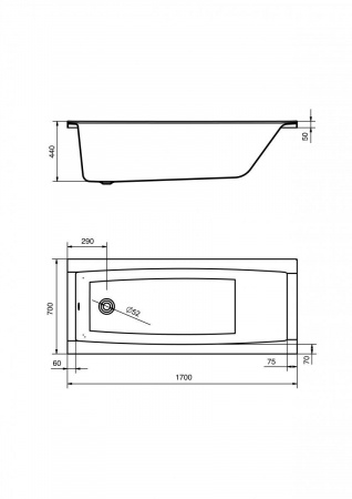 Ванна акриловая Santek САНТОРИНИ 1.WH30.2.487 170x70 см. 
